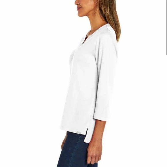 Orvis Womens’ Pima Cotton ¾ Sleeve Split Neck Top - Picture 2 of 7